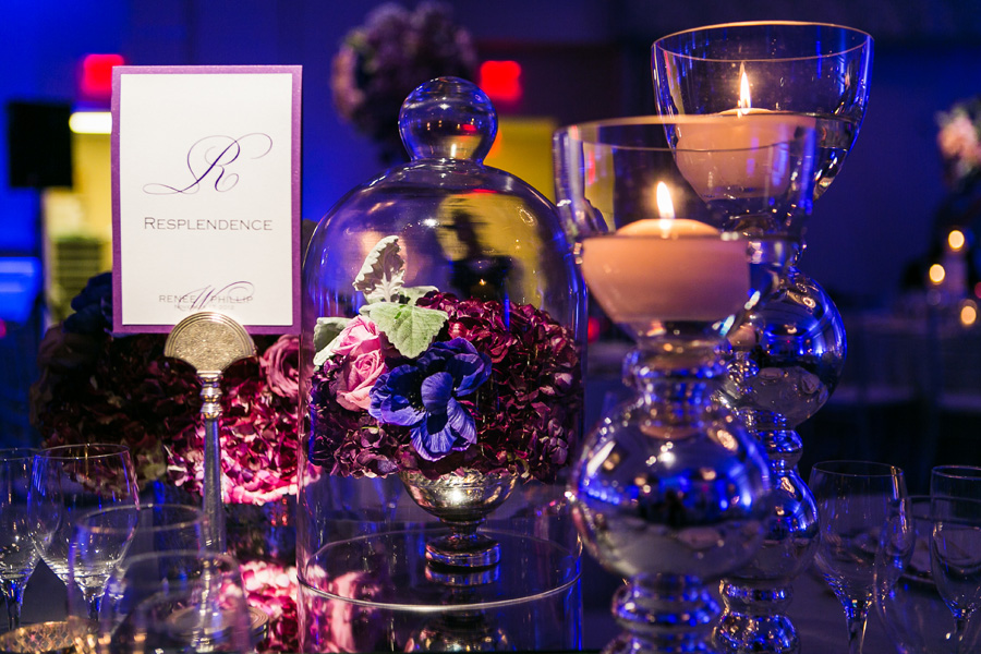 Ritz Carlton Laguna Niguel Wedding by Lin and Jirsa 27 Reception Purple Centerpiece Flower Dome