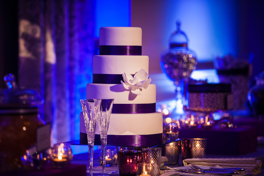 Ritz Carlton Laguna Niguel Wedding by Lin and Jirsa 34 White and Purple Wedding Cake