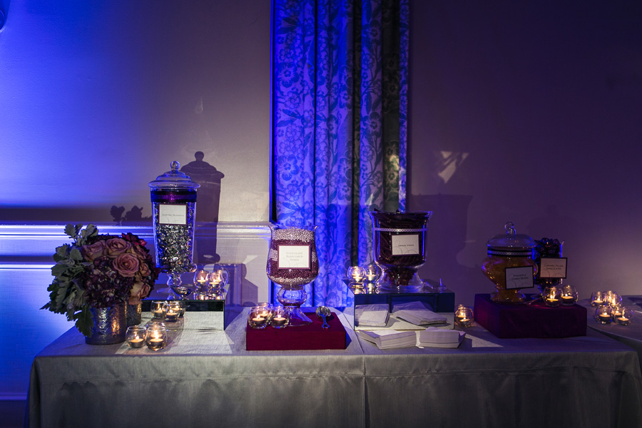 Ritz Carlton Laguna Niguel Wedding by Lin and Jirsa 36 Purple and Silver Candy Bar