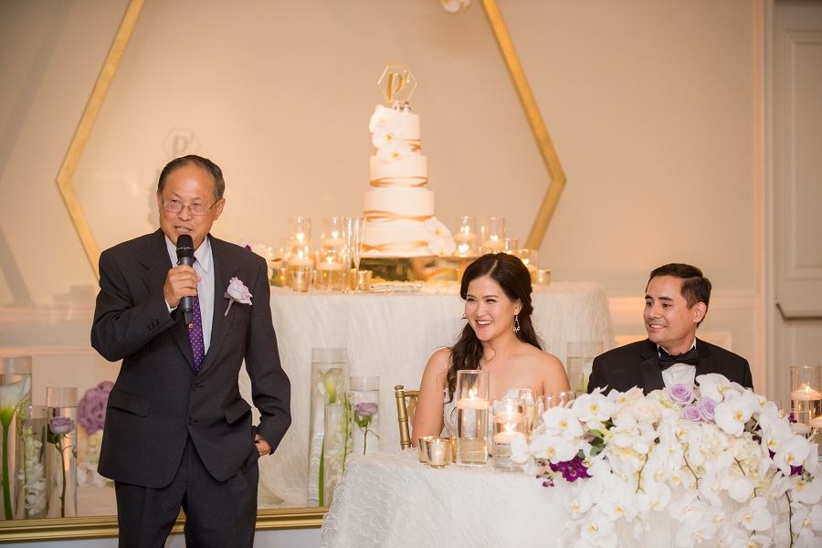 38_Ritz Carlton Laguna Niguel Wedding by KLK Photography_Reception Toast Pacific Promenade Ballroom