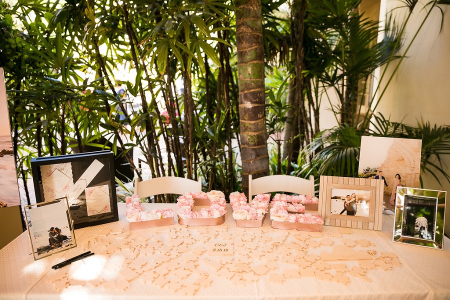 26 Ritz Carlton Laguna Niguel Wedding by Sarah Mack Photograpy Greeting table