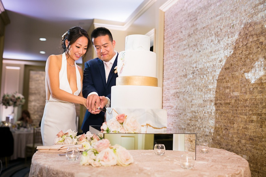 54 Ritz Carlton Laguna Niguel Wedding by Sarah Mack Photograpy Cake Cutting