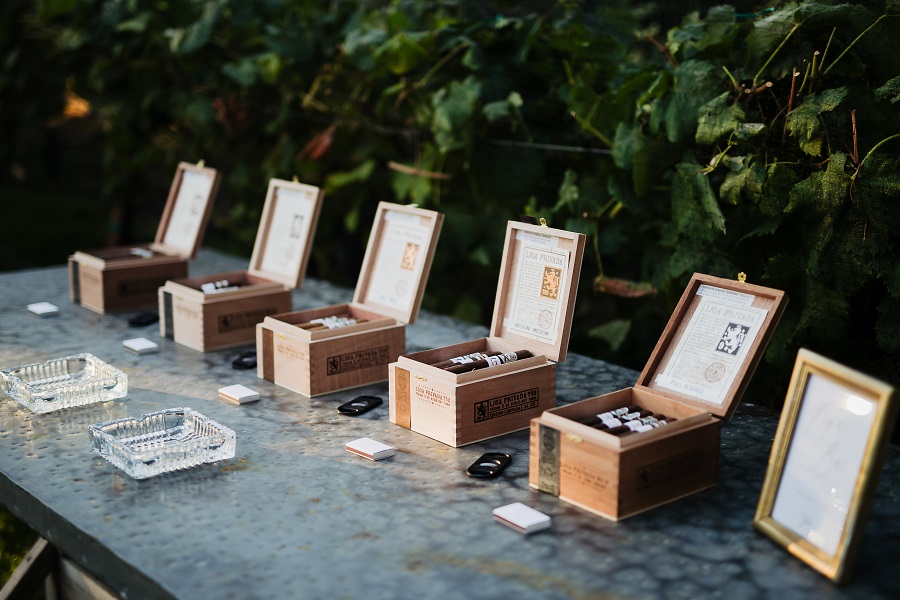 49 Triunfo Creek Vineyard Wedding by Sarah Mack Photography Cigar Bar